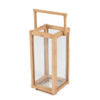 Rechteckige Laterne aus recyceltem Teakholz mit Griff – H60 cm