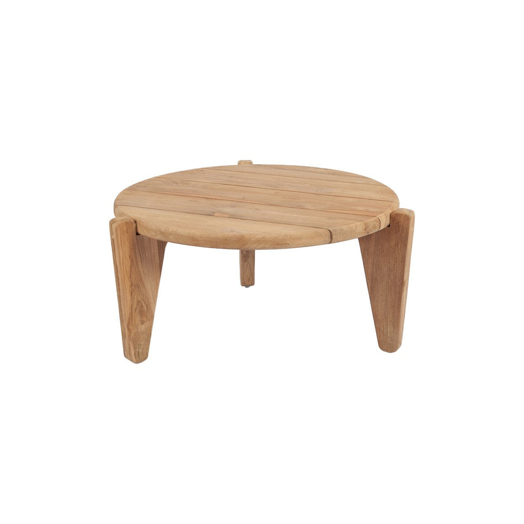 Runder Couchtisch aus recyceltem Teak Natur für Garten oder Terrasse – Ø50 cm