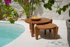 Runder Couchtisch aus recyceltem Teak Natur für Garten oder Terrasse – Ø50 cm