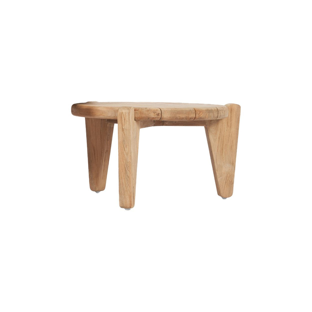Runder Couchtisch aus recyceltem Teak Natur für Garten oder Terrasse – Ø50 cm