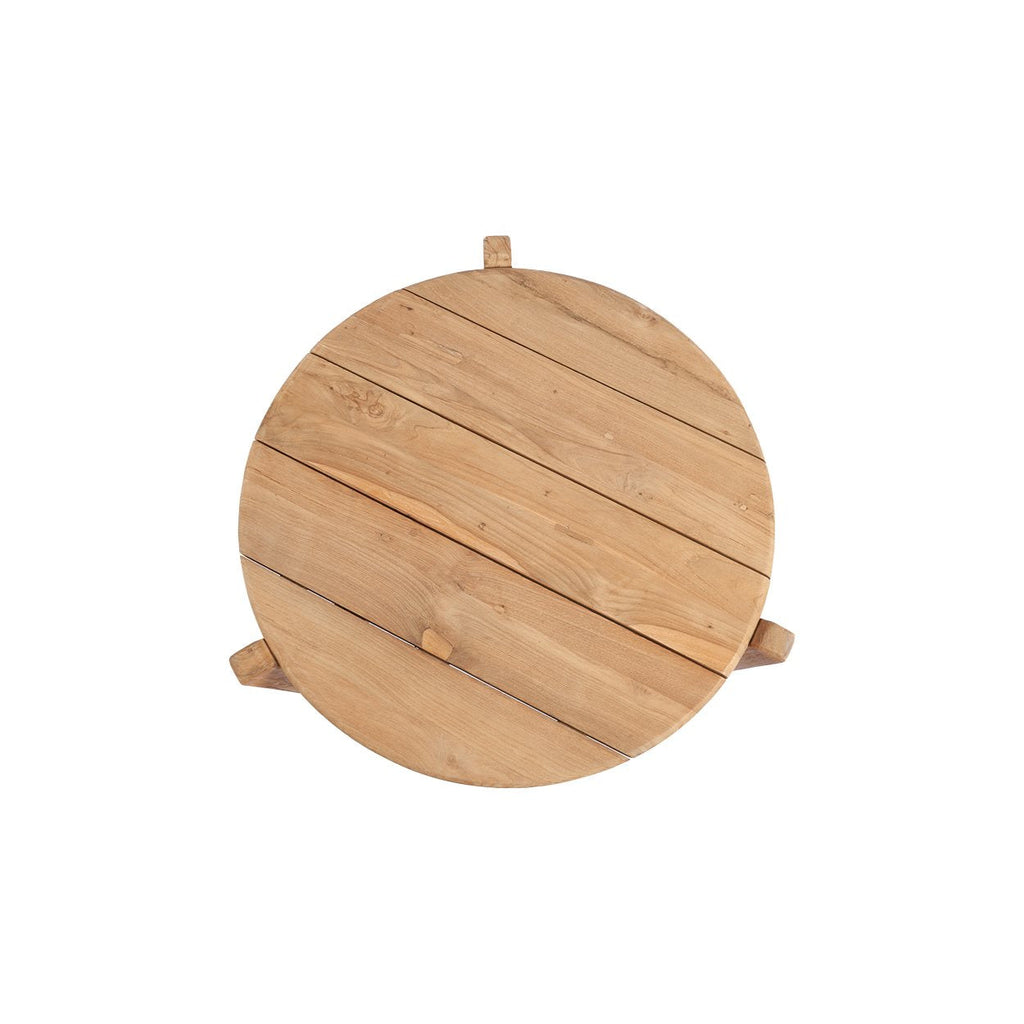Runder Couchtisch aus recyceltem Teak Natur für Garten oder Terrasse – Ø50 cm