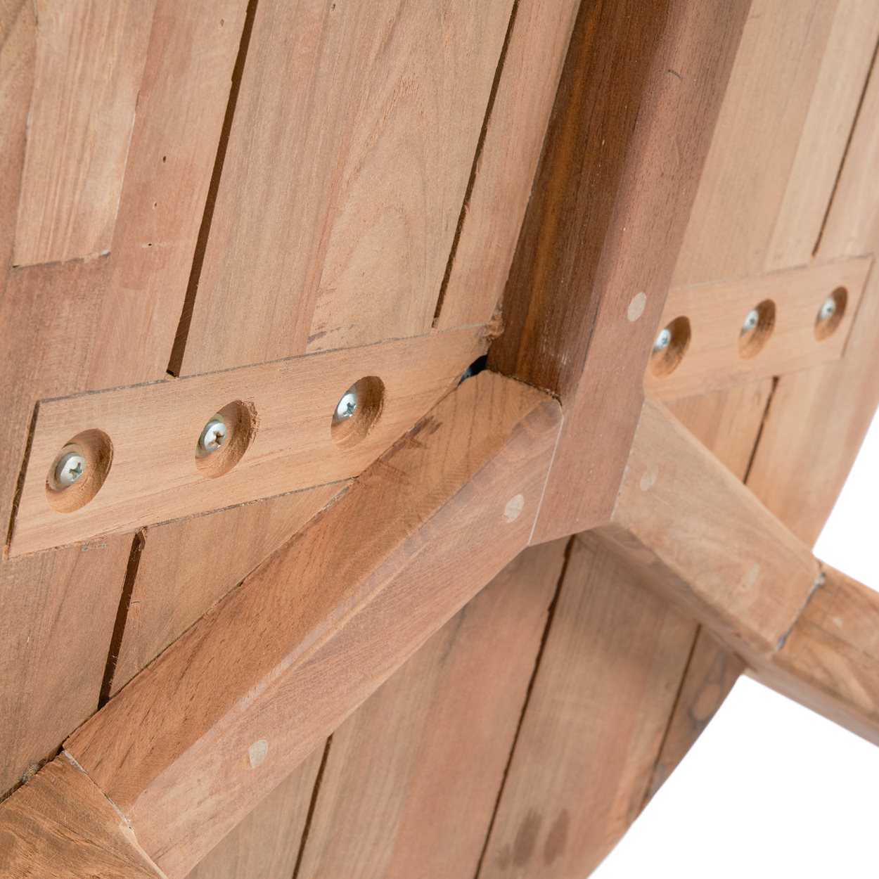 Runder Couchtisch aus recyceltem Teak Natur für Garten oder Terrasse – Ø50 cm