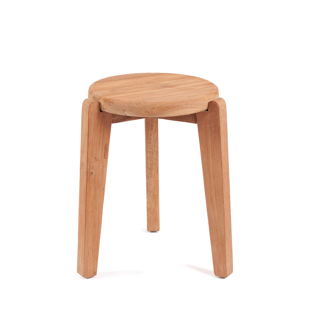 Runder Beistelltisch aus recyceltem Teak – Natur – Ø40 cm