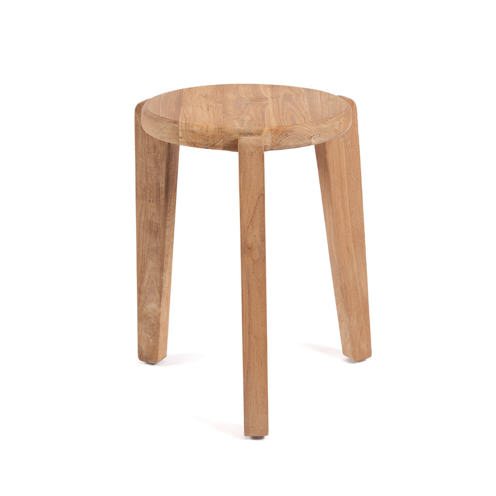 Runder Beistelltisch aus recyceltem Teak – Natur – Ø40 cm