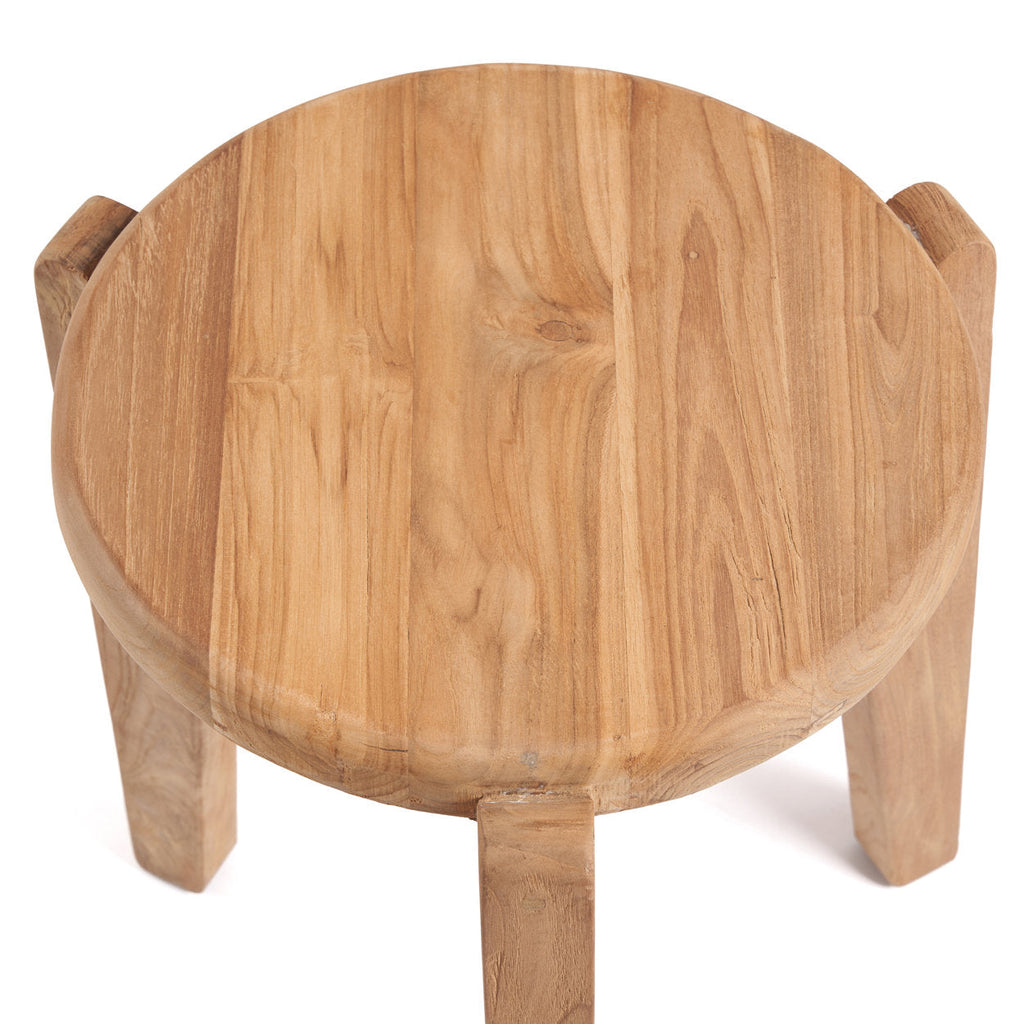 Runder Beistelltisch aus recyceltem Teak – Natur – Ø40 cm