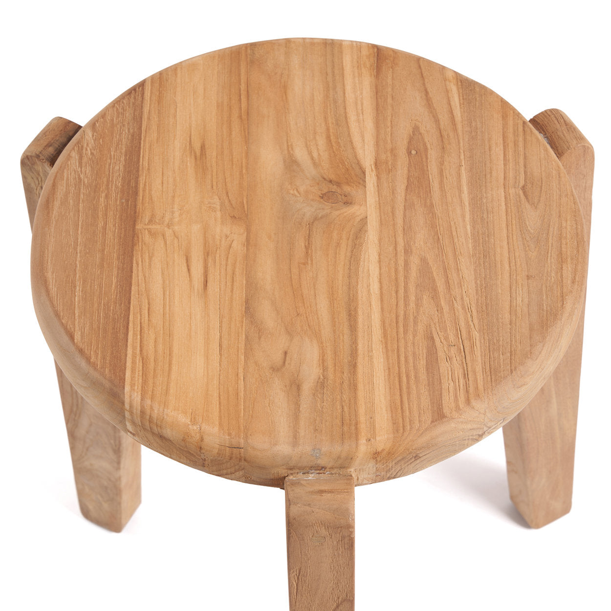 Runder Beistelltisch aus recyceltem Teak – Natur – Ø40 cm