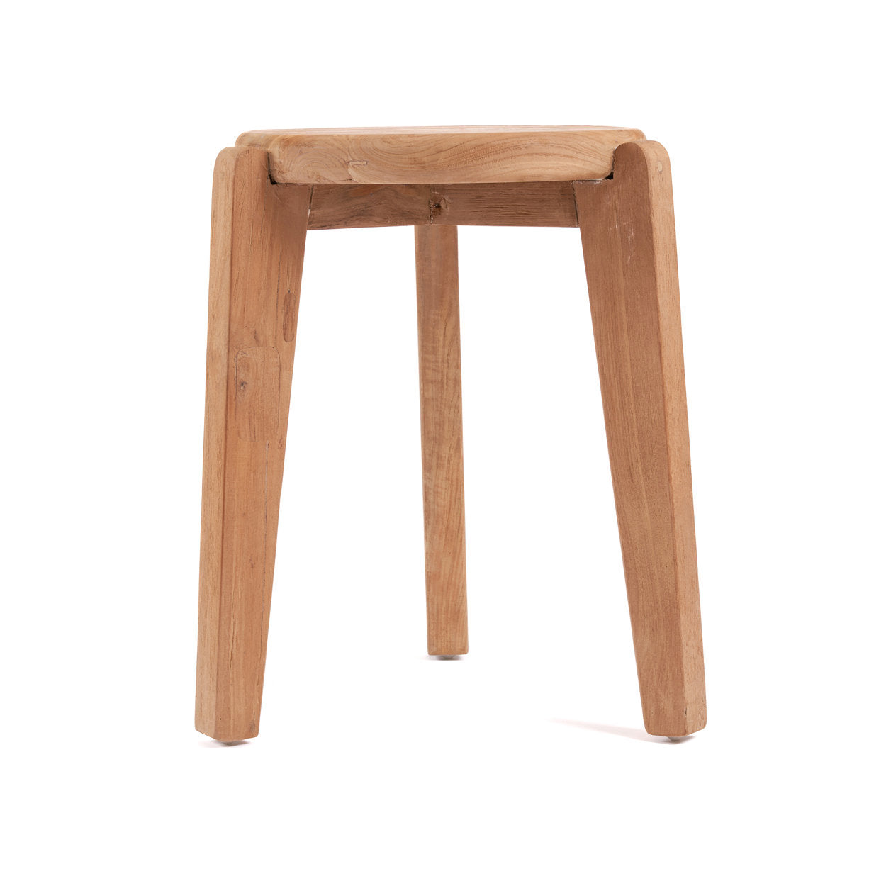 Runder Beistelltisch aus recyceltem Teak – Natur – Ø40 cm