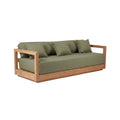 Gartensofa aus Teakholz, 3-Sitzer, mit olivgrünen Kissen