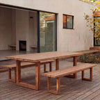 Bank aus recyceltem Teakholz mit durchbrochenen Beinen, Natur – 220x100 cm