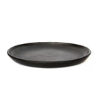 Runder Teller aus gebrannter Terrakotta – Mattschwarz - Ø30 cm