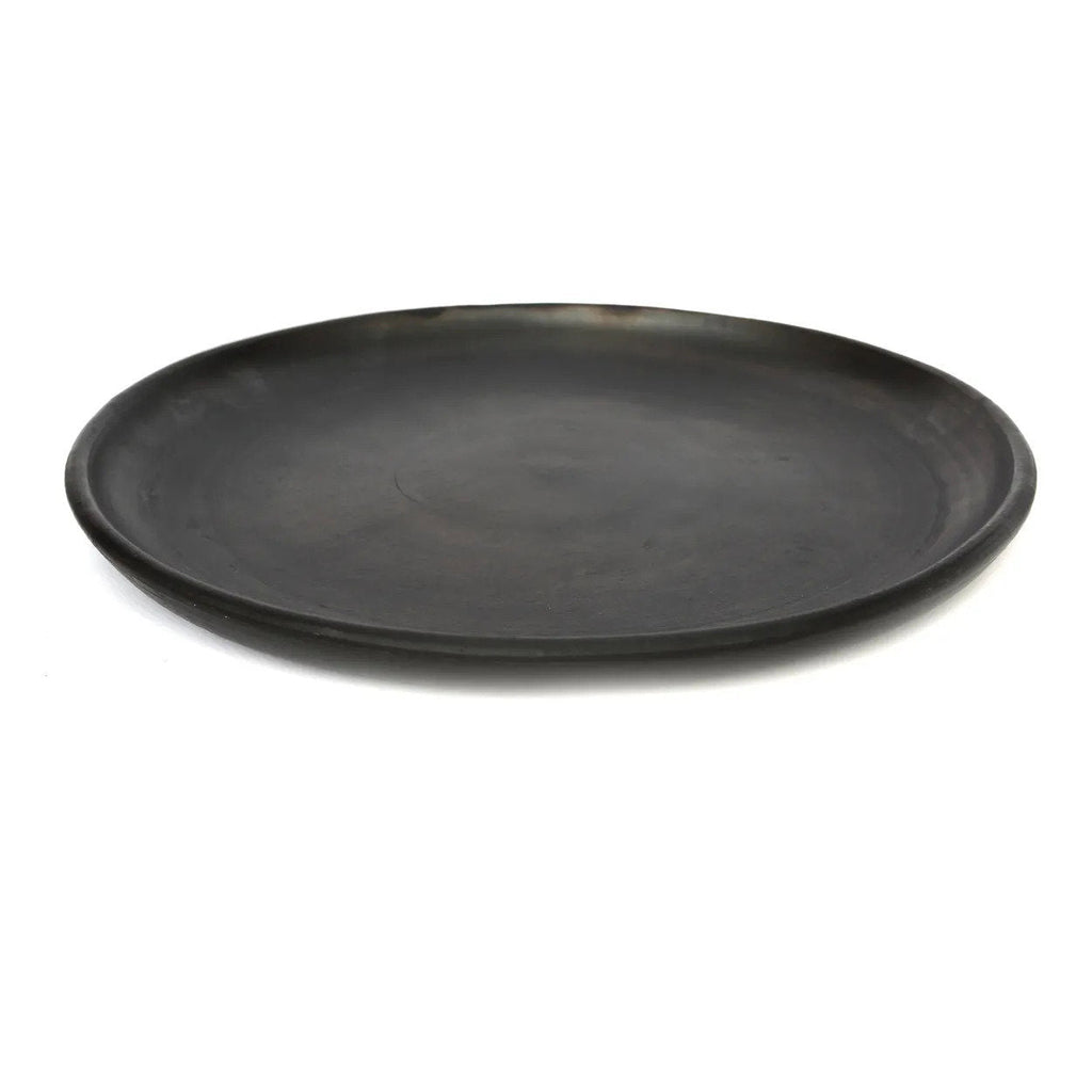 Runder Teller aus gebrannter Terrakotta – Mattschwarz - Ø30 cm