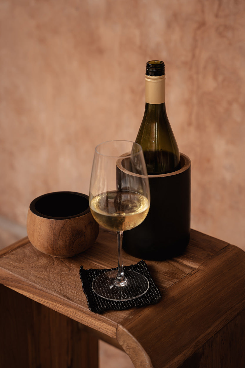 Runde Vase aus Teakholz Natur 15 cm