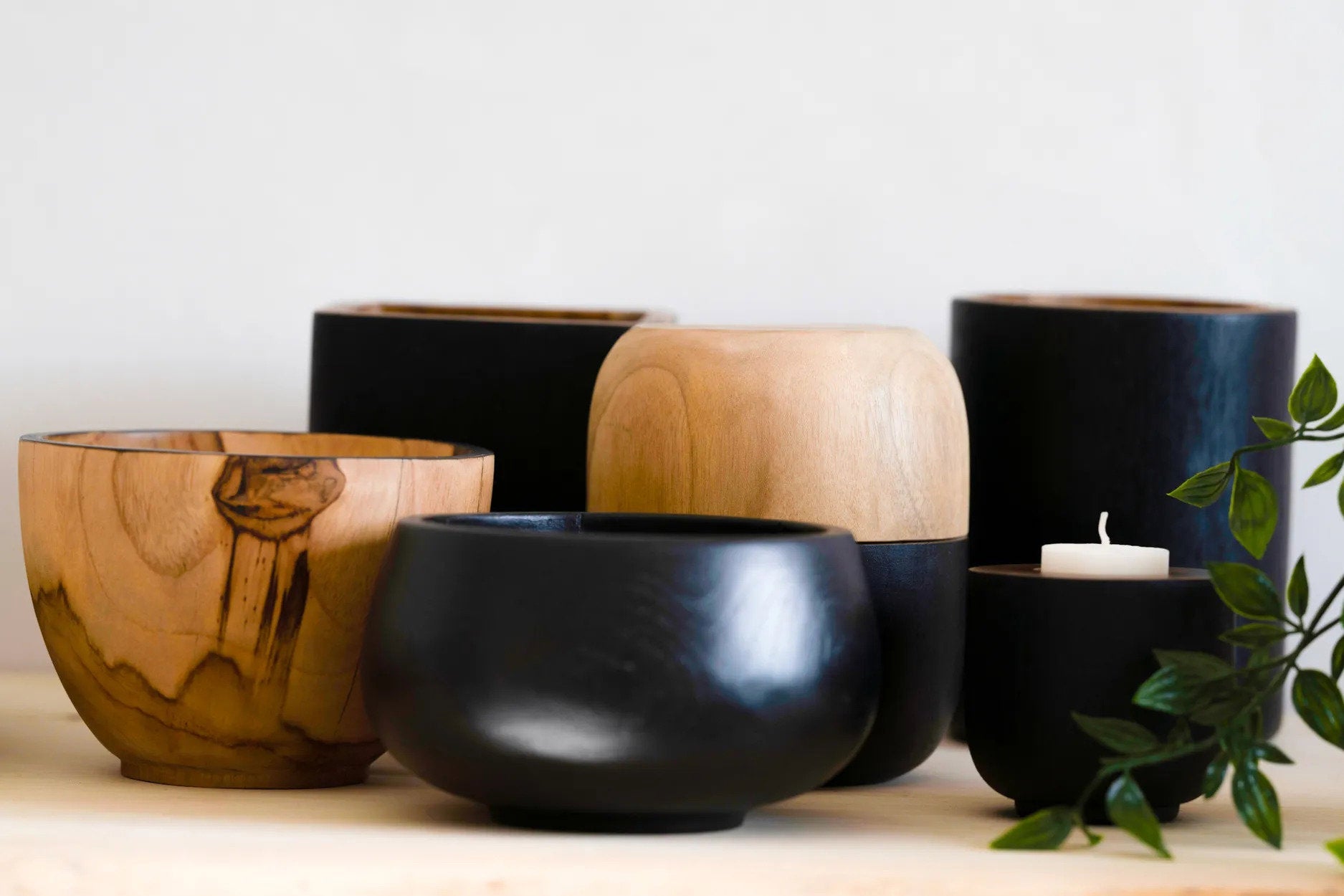 Runde Vase aus Teakholz Natur 15 cm