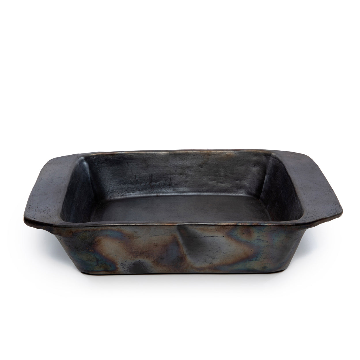 Rechteckige Auflaufform aus schwarzem Metall mit Brand-Effekt – 37x28 cm