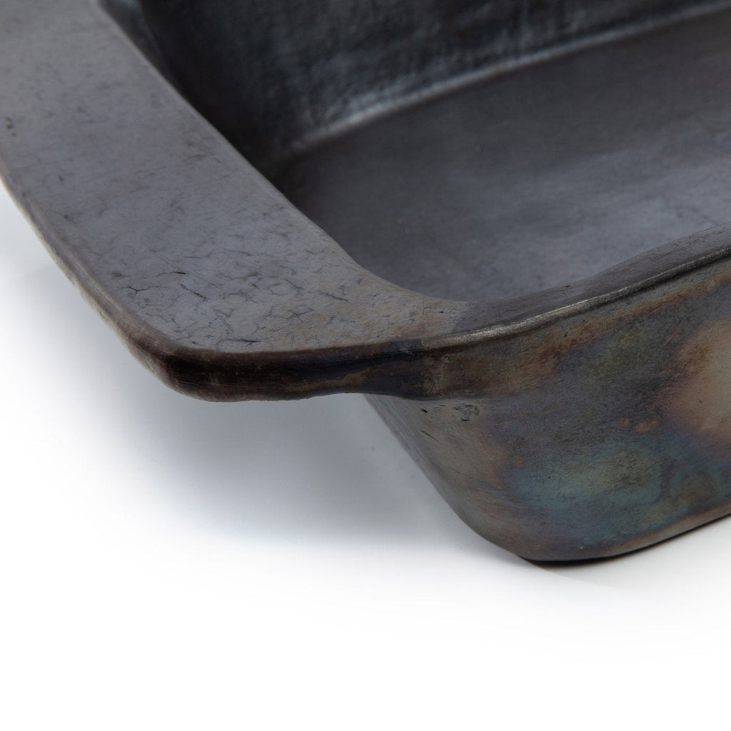 Rechteckige Auflaufform aus schwarzem Metall mit Brand-Effekt – 37x28 cm
