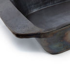 Rechteckige Auflaufform aus schwarzem Metall mit Brand-Effekt – 37x28 cm
