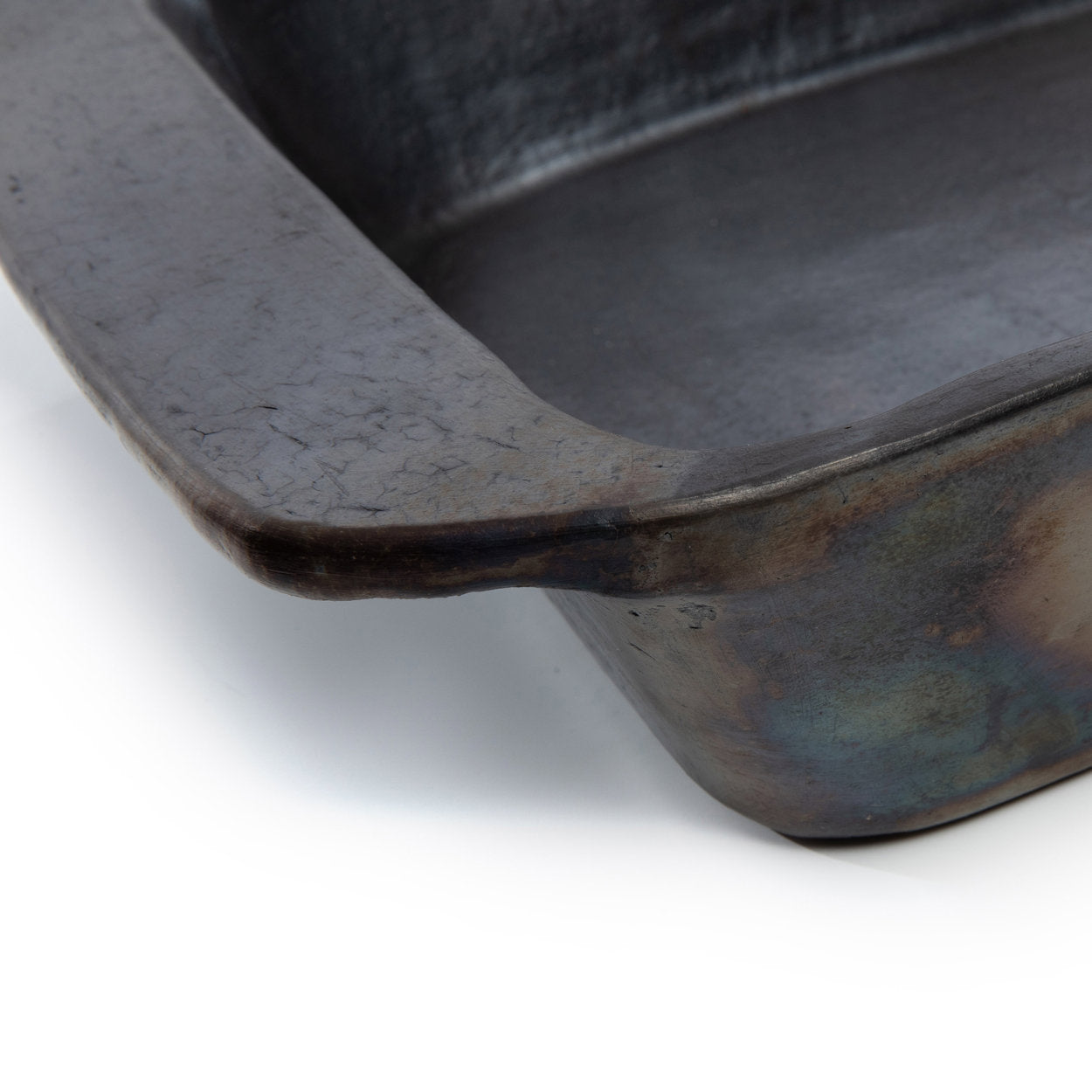 Rechteckige Auflaufform aus schwarzem Metall mit Brand-Effekt – 37x28 cm