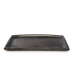 Rechteckige Servierplatte aus schwarzer Keramik in Brandoptik – 36x17 cm