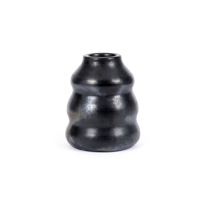 Handgemachte Vase aus Terrakotta in Schwarz 13 cm x 6 cm