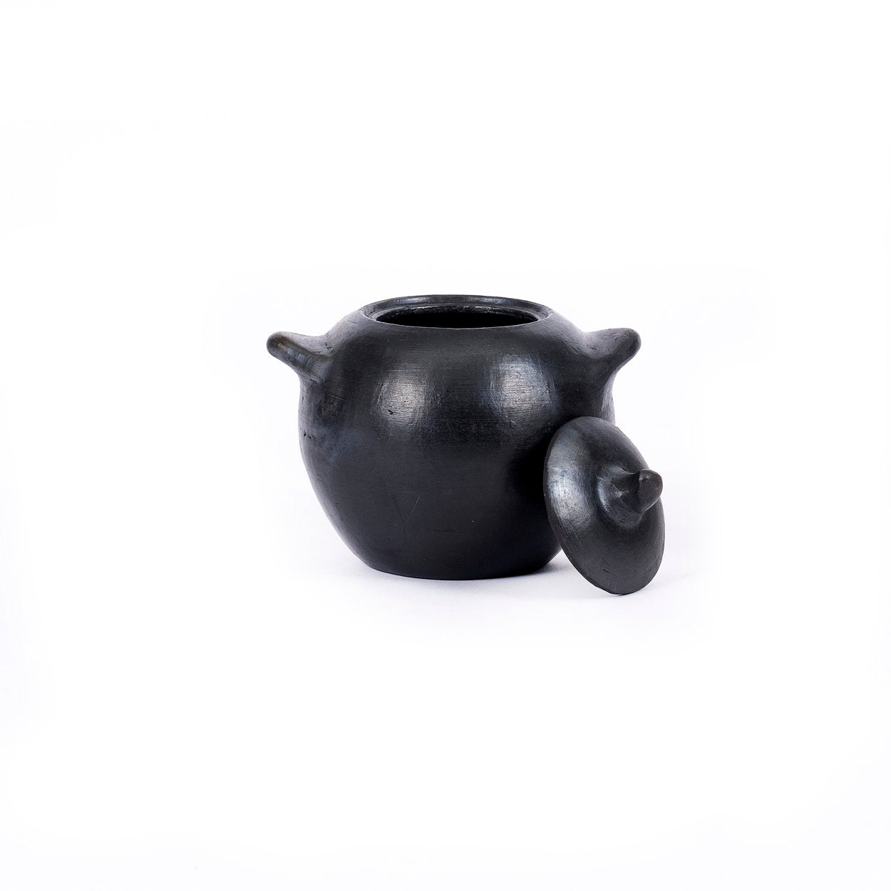 Pot en terre cuite noir brûlé fait main 11 cm