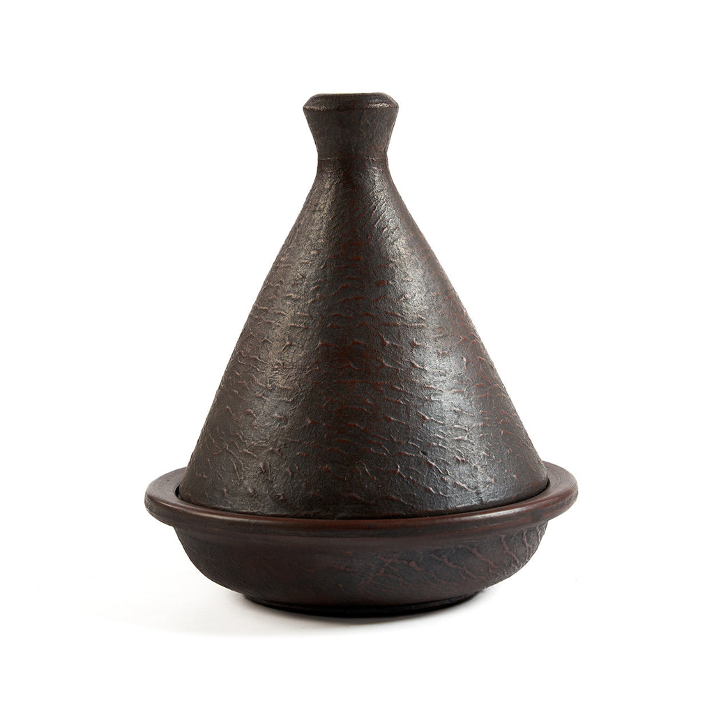 Tajine aus Terrakotta in Dunkelbraun mit strukturiertem Kegeldeckel – Ø21 cm