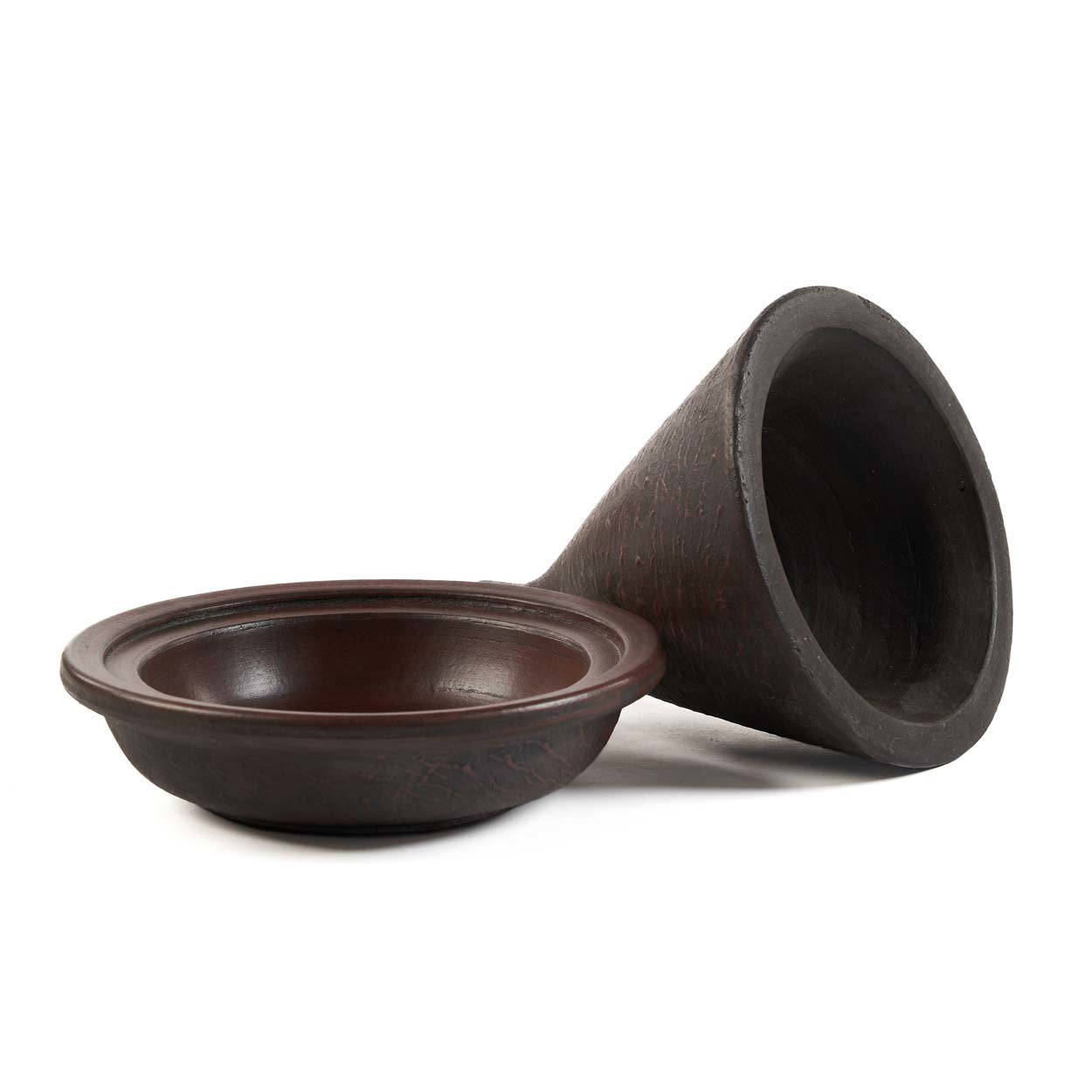 Tajine aus Terrakotta in Dunkelbraun mit strukturiertem Kegeldeckel – Ø21 cm