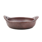 Servierschale aus brauner Terrakotta mit Griffen und Craquelé-Finish