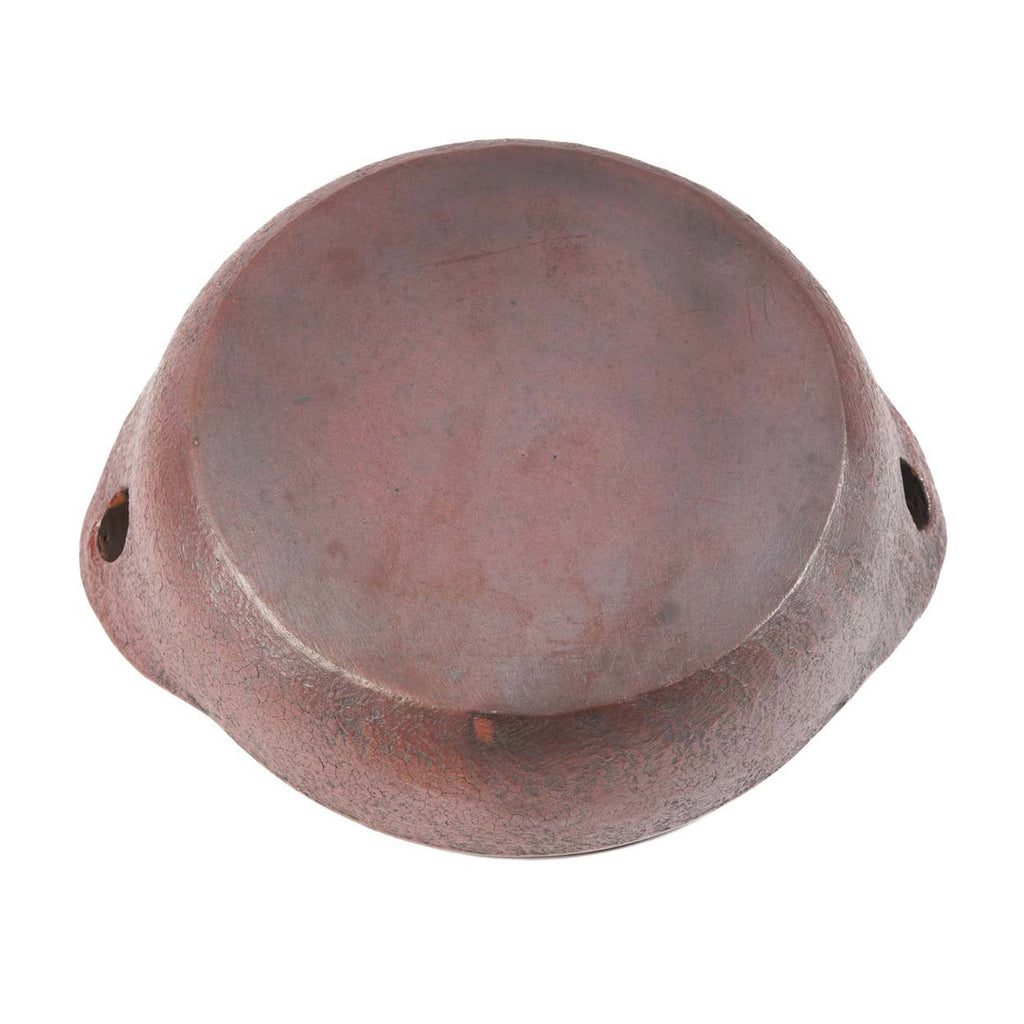 Servierschale aus brauner Terrakotta mit Griffen und Craquelé-Finish
