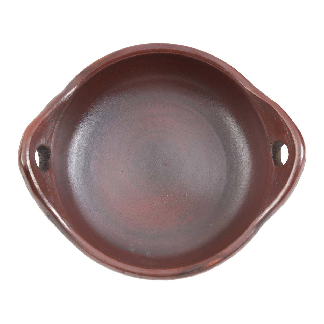 Servierschale aus brauner Terrakotta mit Griffen und Craquelé-Finish