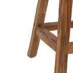 Tabouret de bar en teck recyclé brun naturel assise ronde – H70 cm