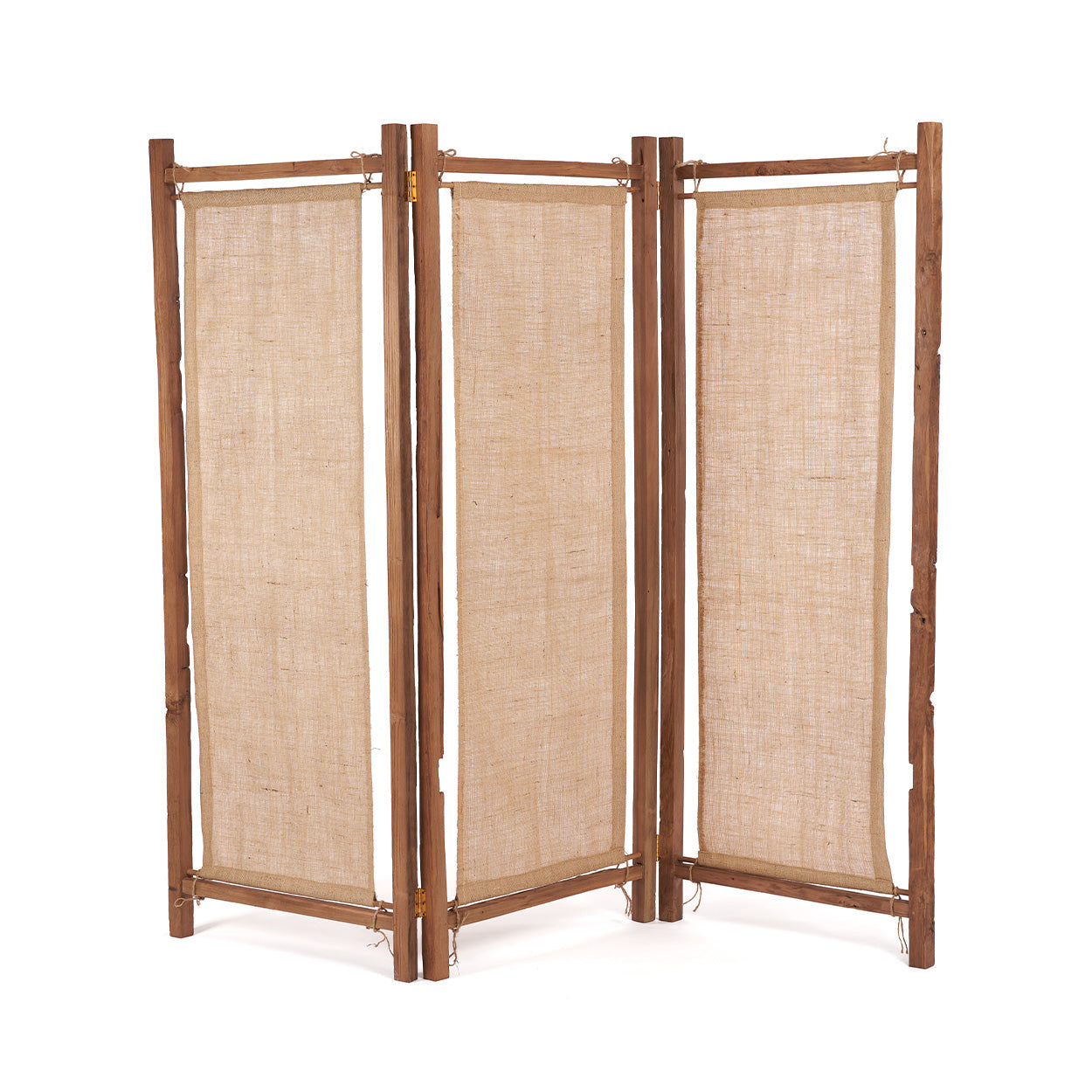 Raumteiler aus recyceltem Teak und Naturjute