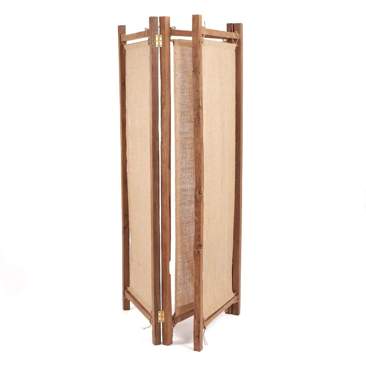 Raumteiler aus recyceltem Teak und Naturjute