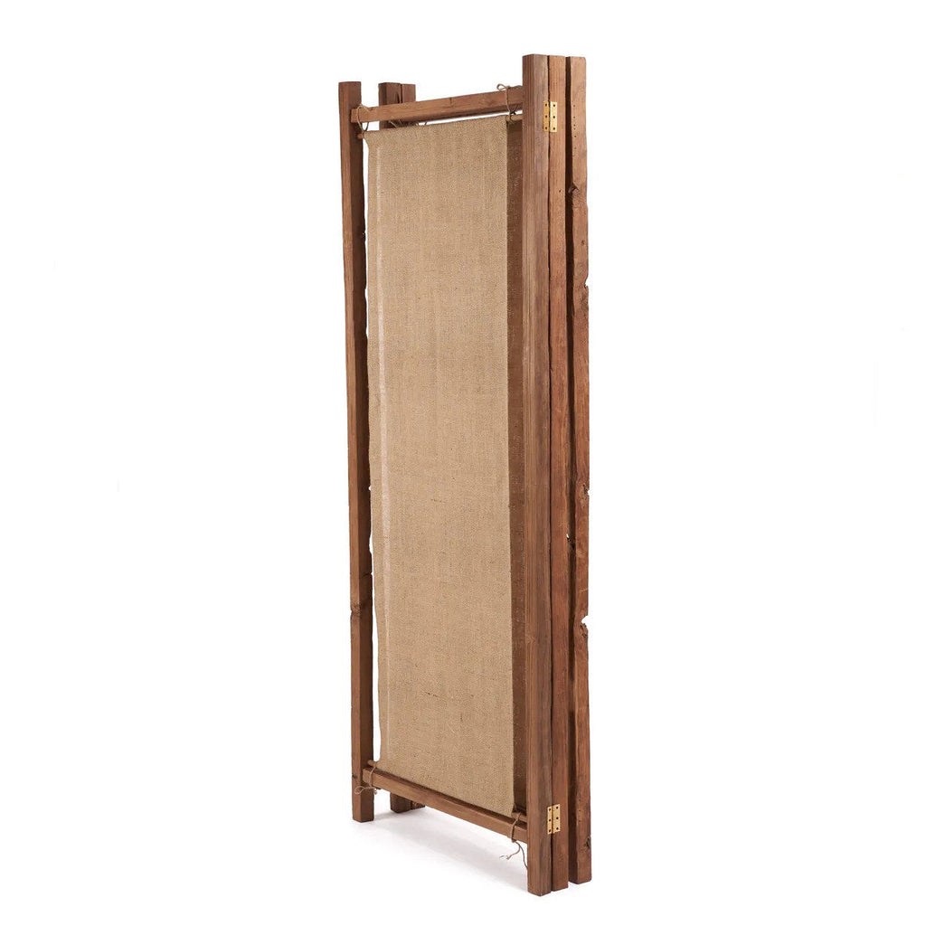 Raumteiler aus recyceltem Teak und Naturjute
