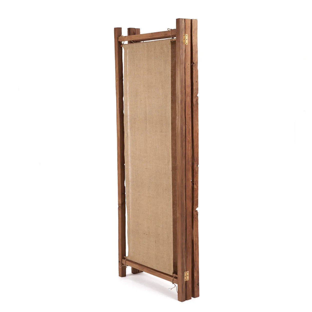 Raumteiler aus recyceltem Teak und Naturjute