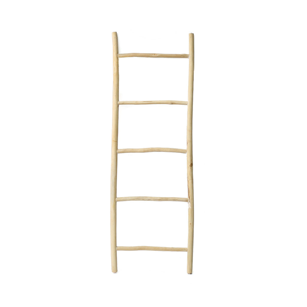 Deko-Leiter aus Naturteak – asymmetrische Struktur – H165 cm