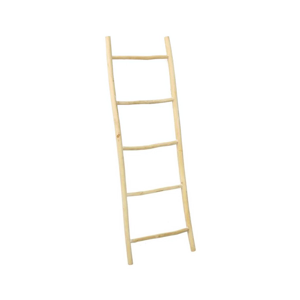 Deko-Leiter aus Naturteak – asymmetrische Struktur – H165 cm