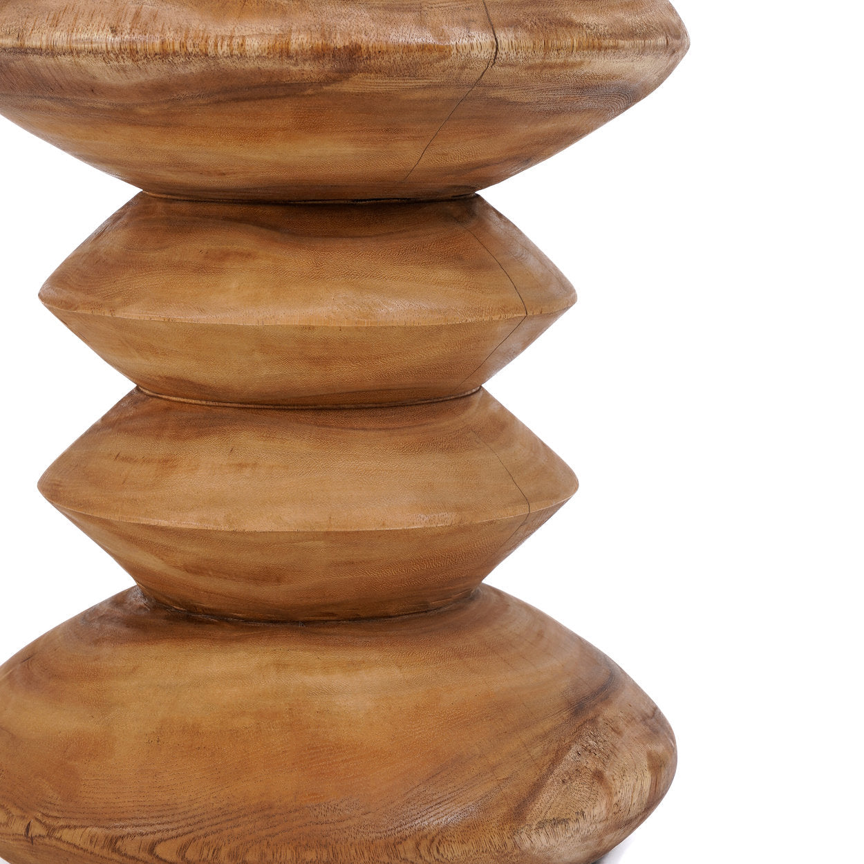 Hocker aus massivem Teakholz in Sanduhrform Natur – H 45 cm