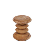 Hocker aus massivem Teakholz in Sanduhrform Natur – H 45 cm