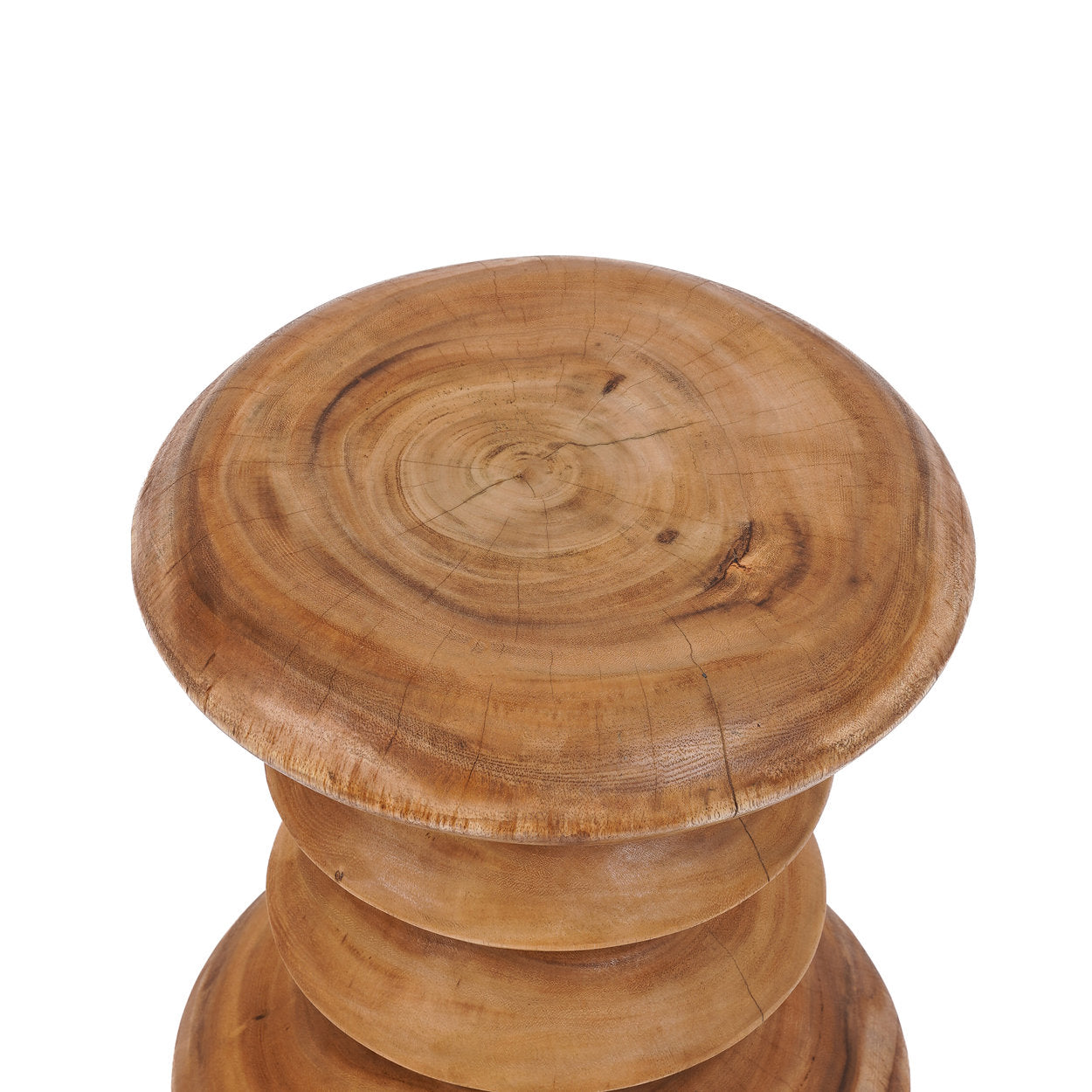 Hocker aus massivem Teakholz in Sanduhrform Natur – H 45 cm
