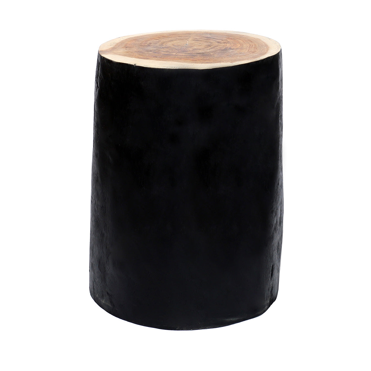 Hocker aus Mungurr-Holz in Schwarz-Natur 40 cm