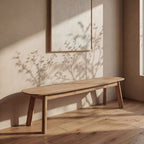 Banc en teck recyclé ovale naturel – 160x40 cm