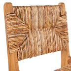 Barhocker aus recyceltem Holz und geflochtenem Naturrattan mit Rückenlehne