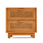 Nachttisch aus Teak und Rattan Natur mit 2 Schubladen – 51x48 cm