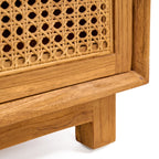 Nachttisch aus Teak und Rattan Natur mit 2 Schubladen – 51x48 cm