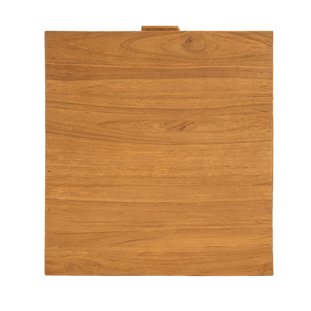 Nachttisch aus Teak und Rattan Natur mit 2 Schubladen – 51x48 cm
