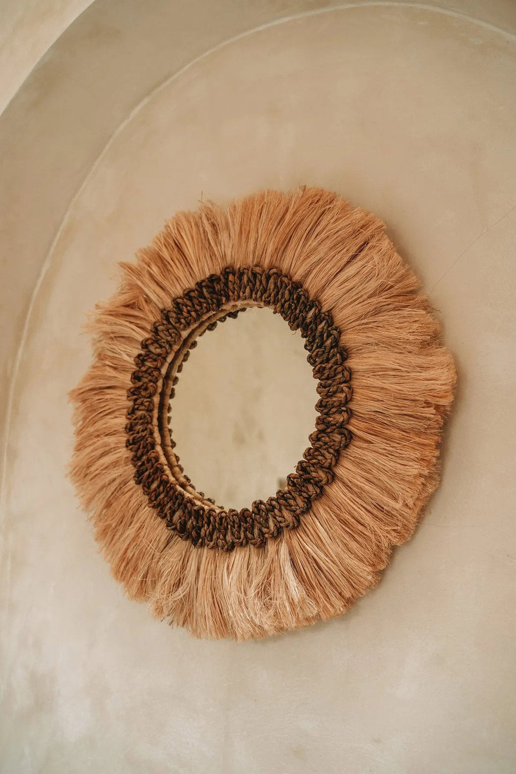 Runder Wandspiegel aus Naturgras 60 cm