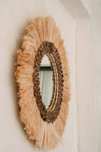Runder Wandspiegel aus Naturgras 60 cm