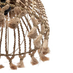 Kegelförmige Hängeleuchte aus geflochtenem Abaca – Pompons Natur – Ø30 cm