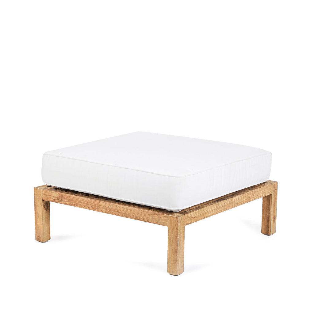Quadratischer modularer Pouf aus recyceltem Teak Natur-Weiß 80x80