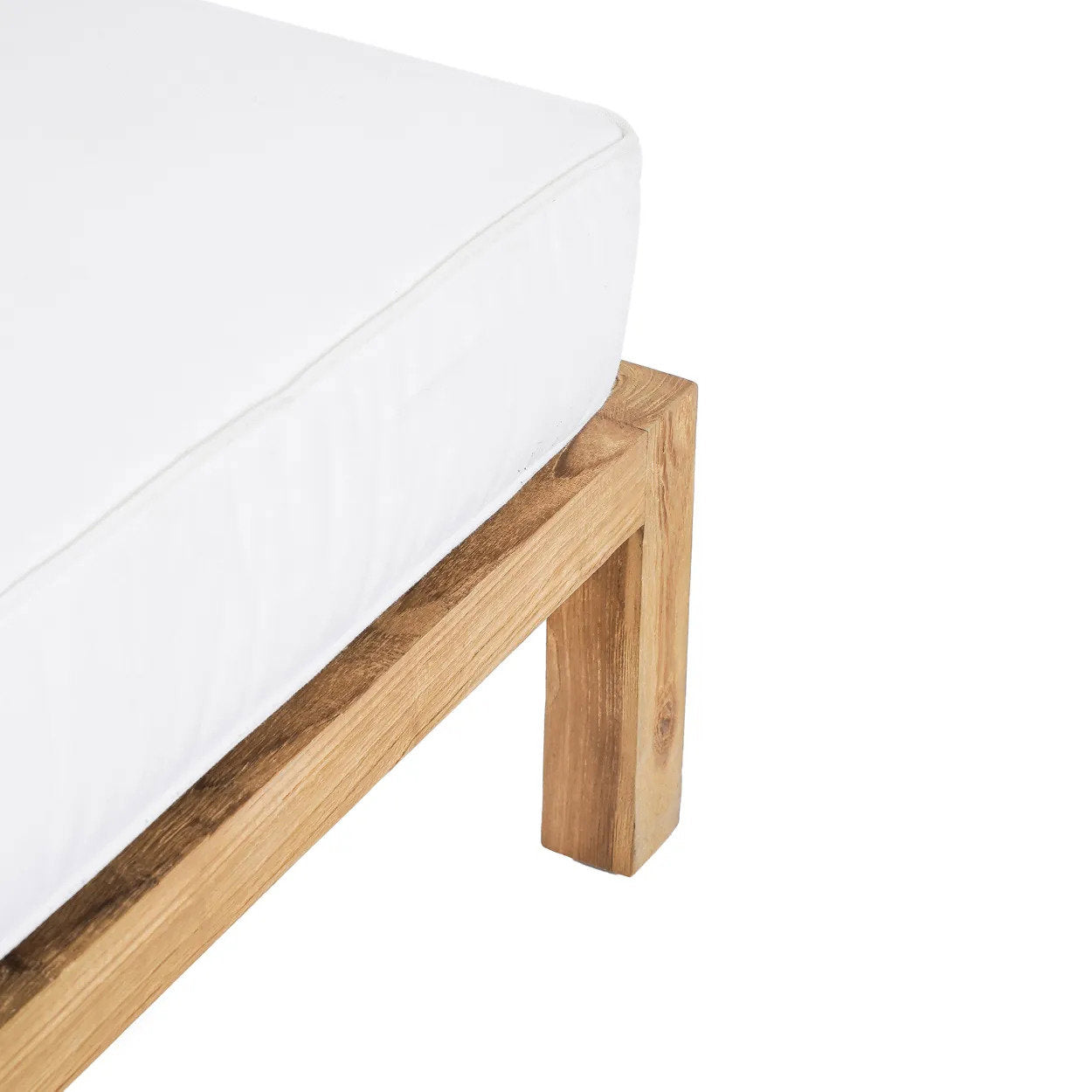 Quadratischer modularer Pouf aus recyceltem Teak Natur-Weiß 80x80